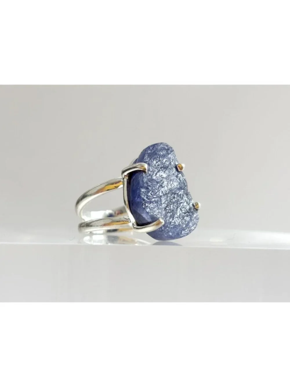 ARYA Rough Tanzanite Solitaire Gemstone Sterling Silver 925 Vintage Ring - sz 7